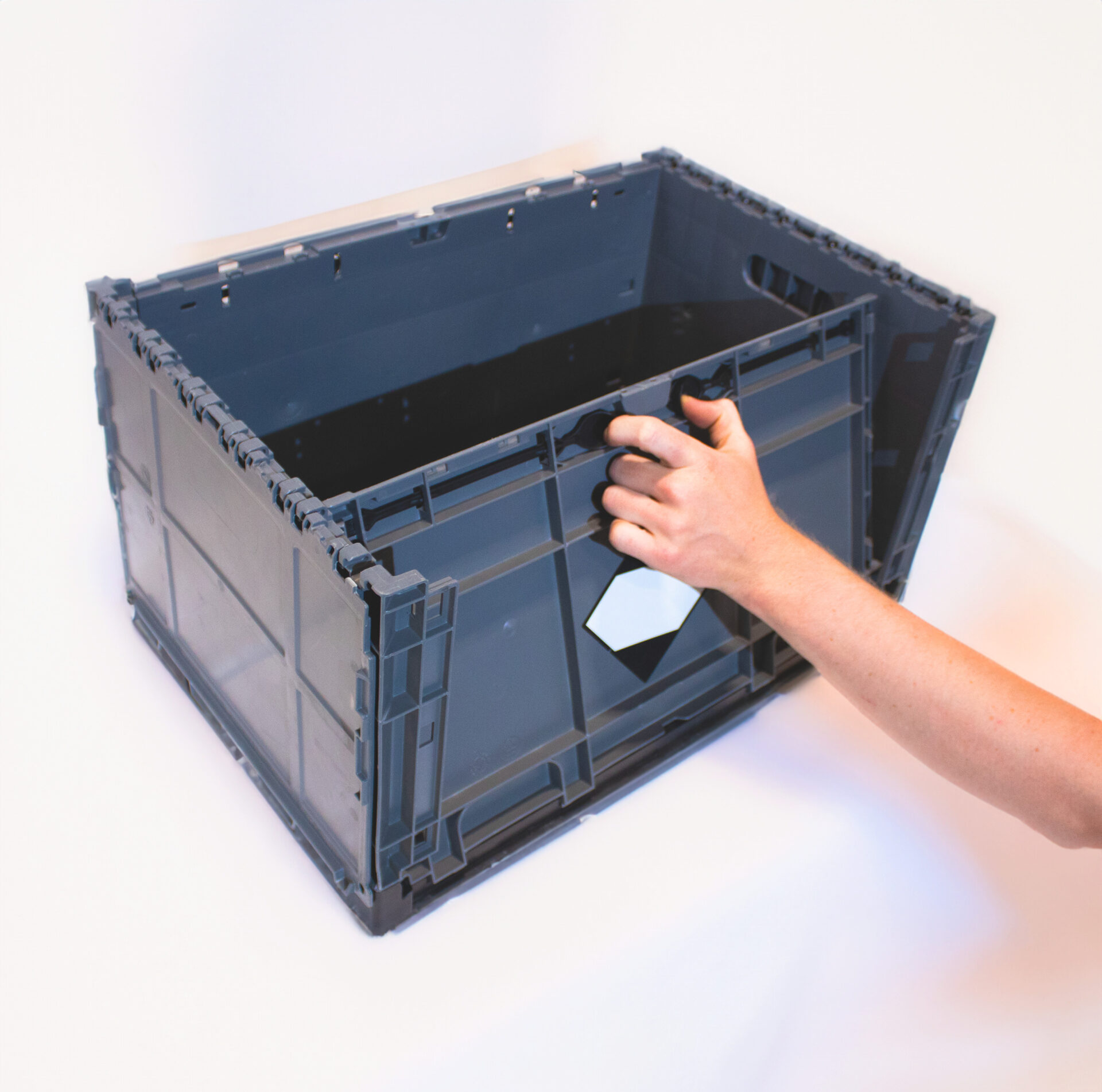 100x graue Klappbox mit Deckel in Euromaß 60x40x34cm 68,5l -  Klappkistenprofi