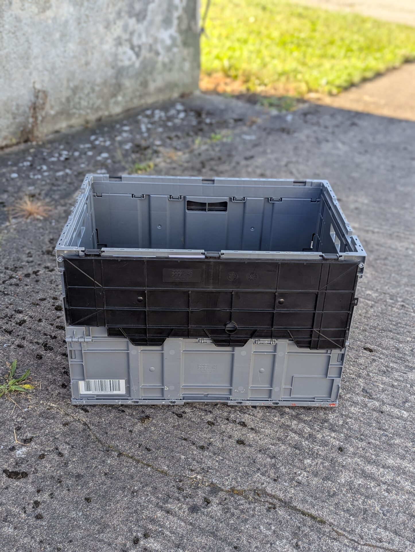 Klappbox 6er-Set mit Deckel | graue Euromaß Klappkiste 60x40x38,5 78,5l – Bild 6